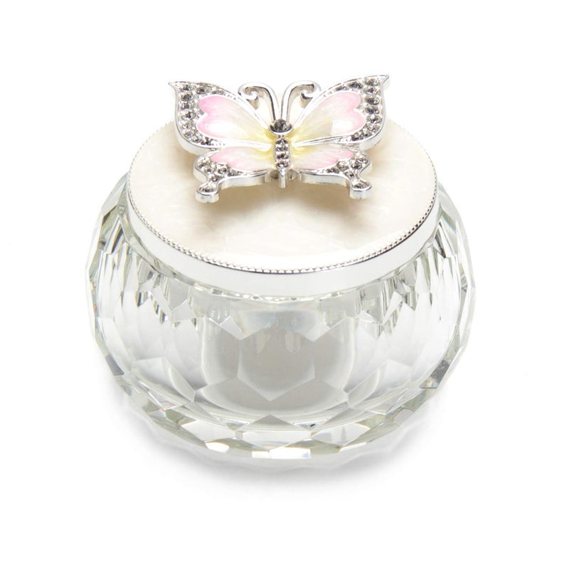 LASODY Butterfly jewelry Storage Box for Rings Earrings Necklace Treasure Chest Organizer Jewelry Keepsake Gift Box Case for Girl Women (Butterfly w/Crystal Box, Silver Plate) - Image 1